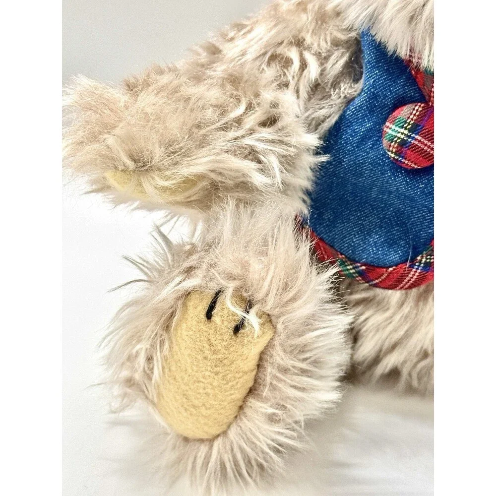 Pickford Bears Blossom The Brass Button Bear Sunflower Plaid Denim Vintage Plush